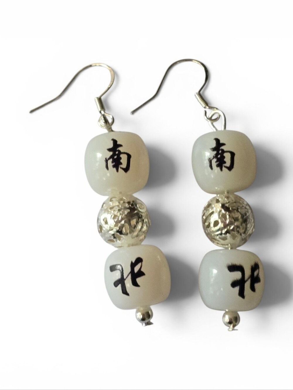 MAHJONG LOVERS NEW DESIGNER "WINDS" SILVER DISCO LACE ACCENT 925SILVER  EARRINGS